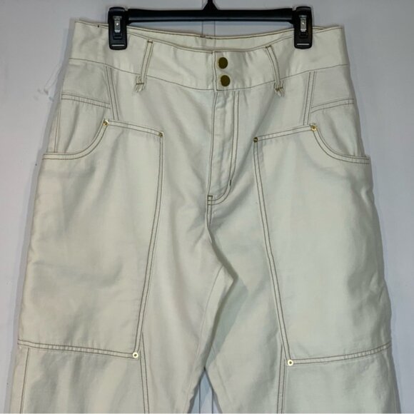 FRAME Twisted Utility Crop Pants in Ecru - Picture 3 of 11